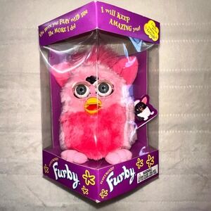 Vintage 1998 - 1999 Rare Flamingo Pink FURBY Tiger Electronics NIB Mod 70-800
